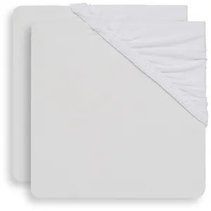 Comparateur de prix : Jollein Lot De 2 Draps Housses 60x120 Cm En Jersey White - Jollein