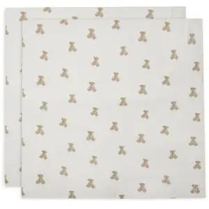 Comparateur de prix : Jollein Lot de 2 maxi langes en coton ours Teddy Bear (115 x 115 cm)