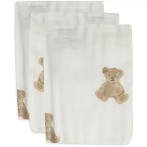 Comparateur de prix : Jollein 536-848-66095 Lot de 3 Gants de Toilette Motif Ours en Peluche Blanc 15 x 20 cm