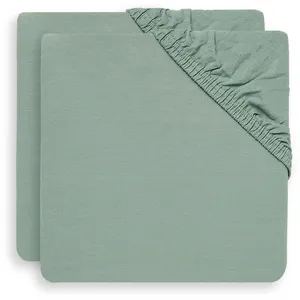 Comparateur de prix : Jollein Lot De 2 Draps Housses 60x120 Cm En Jersey Ash Green - Jollein
