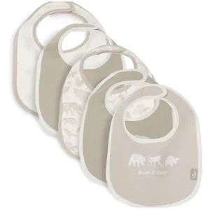 Jollein Lot de 5 bavoirs imperméables pour bébé - Motif animaux - Avec fermeture Velcro