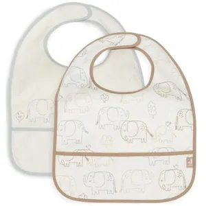 Jollein Lot de 2 bavoirs plastifiés Elephant Tales pas cher
