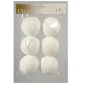 Comparateur de prix : Kaemingk Boules de Noel diamètre 60 mm Coton neige Blanc X6