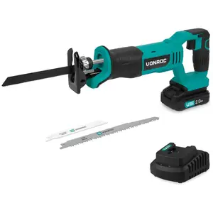 Comparateur de prix : VONROC Accu Reciprozaag 20V - Incl. 3 Zaagbladen - Incl. 2.0Ah Accu en...