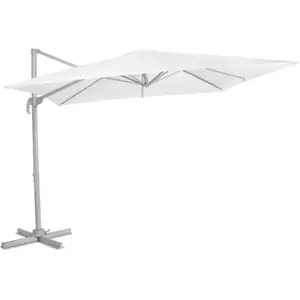 VONROC Parasol cantilever Pisogne 300x300cm - Premium parasol Blanc