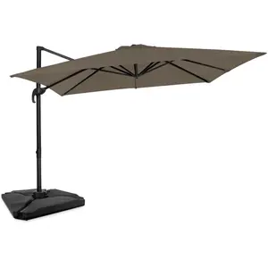 VONROC Parasol porte-à-faux Pisogne 300x300cm - Premium parasol - Taup... pas cher