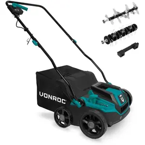 Scarificateur / Aérateur VONROC - 1300W - Bac à herbe 35L - Vert pas cher
