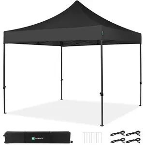 Tente de réception 3x3m - Premium, pliable, imperméable, UV50+, noir - Vonroc pas cher