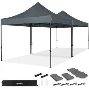Vonroc - Tente de réception Premium Easy-Up   6x3 m Ensemble incl. 2x tente de fête et 1x kit de connexion - Gris