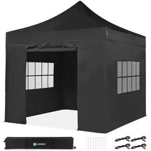 Vonroc - Tente de réception Premium Easy-Up - 3x3 m Ensemble incl. parois latérales - Noir pas cher