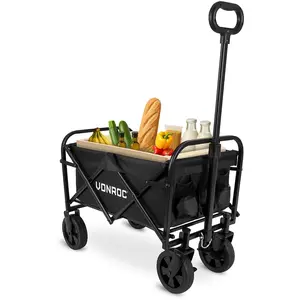 VONROC Chariot Compact Pliable 60 kg 50 L | Noir pas cher