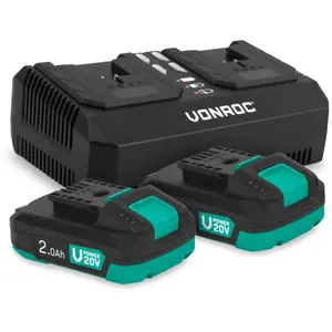 VONROC VPower 20V Kit de démarrage | 2x 2.0Ah batterie & Chargeur doub... pas cher