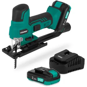 VONROC Scie sauteuse sans fil 20 V   Poignée ergonomique | Avec 2 batt... pas cher