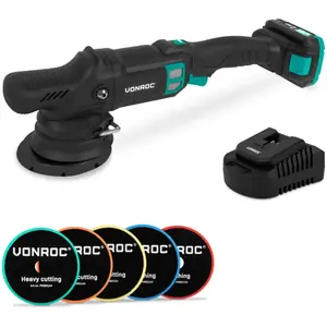 VONROC PRO Polisseuse à double action 20 V   Ø 125 mm | Avec batterie ...