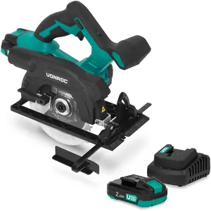 VONROC Scie circulaire sans fil 20V 150 mm | avec 2 batteries 2,0 Ah e... pas cher