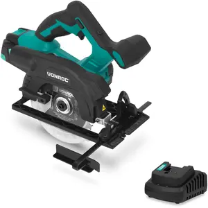 VONROC Scie circulaire sans fil 20V 150 mm | avec batterie 4,0 Ah et c... pas cher