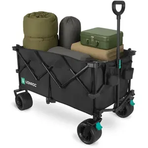 VONROC Chariot XL Pliable 80 kg 200 L | Noir pas cher