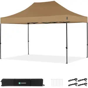 Tente de réception pliante 3x4,5 m beige   tonnelle easy-up, étanche 3000 mm & UV 50+ | VONROC pas cher