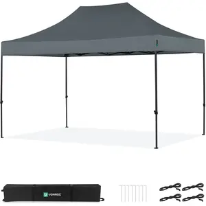 Tente de réception pliante 3x4,5 m grise   tonnelle easy-up, étanche 3000 mm & UV 50+ | VONROC
