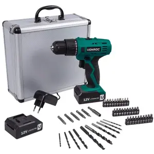 VONROC Coffret complet perceuse-visseuse sans fil 12V - 1 batterie 1.3...