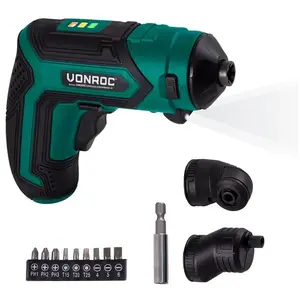 Comparateur de prix : VONROC Tournevis électrique sans fil 4V | 9 embouts de vissage incl.