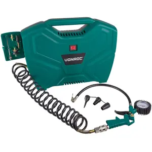 Comparateur de prix : VONROC Compresseur portable 1100W - 8 bar | Sans huile - 11 accessoires incl.