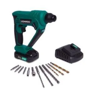 Comparateur de prix : VONROC Marteau perforateur sans fil 20V VPower -SDS-plus, forets et em...