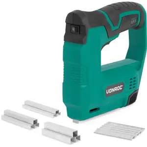 VONROC Agrafeuse électrique 4V sans fil | 900 agrafes et 300 clous incl. pas cher