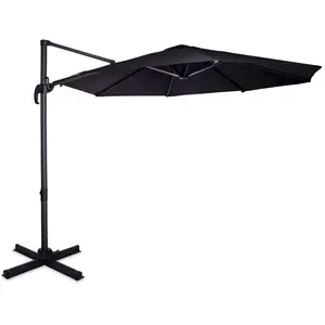 VONROC Parasol déporté rond 3 mètres de diamètre Voile protection sol... pas cher