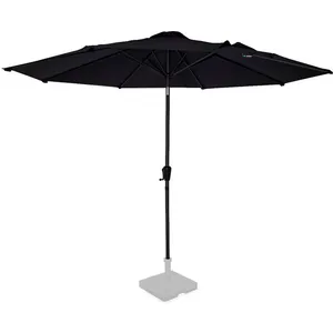 VONROC Parasol inclinable rond 3m -Voile protection solaire UPF indice 50+ - Anthracite-noir - Recanati pas cher