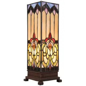 Comparateur de prix : Lumilamp Clayre&Eef Lampe à poser 5906 abat-jour en verre multicolore