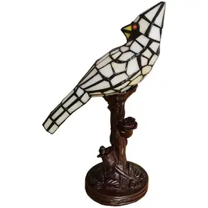Lumilamp Clayre&Eef Lampe à poser 5LL-6102N Oiseau, crème Tiffany pas cher