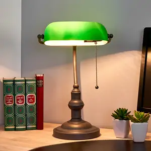 Comparateur de prix : Clayre&Eef Lampe de banquier Verda avec pied brun antique