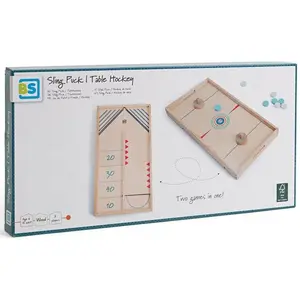 Comparateur de prix : Jeu en bois 2-en-1 - BS Toys - Hockey sur table et Sling Puck - Pour enfants de 6 ans et plus