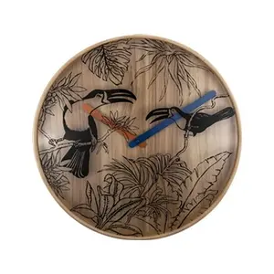 NeXtime - Horloge Murale- Ø 40 cm Bois Plusieurs Couleurs 'Tropical Birds' pas cher
