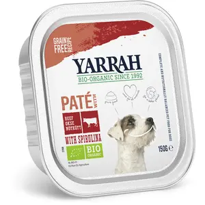 Comparateur de prix : 12x150g Pâté boeuf, spiruline sans céréales Yarrah - Nourriture pour chien