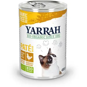 Comparateur de prix : Yarrah Pate au poulet Lot de 6 boîtes de nourriture bio pour chat 6 x 0,4 kg 400 g