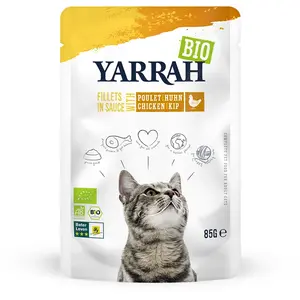 Comparateur de prix : 14x85g Yarrah Bio Filets en sauce poulet - Pâtée pour chat