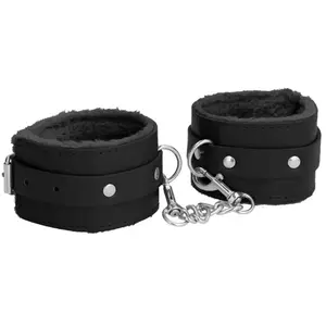 Comparateur de prix : Ouch! Menottes Chevilles Plush Leather Cuffs Noires