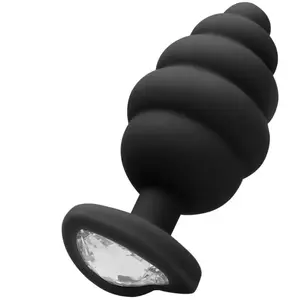 OUCH!Shots - Ouch! Plug Anal Bijou Large Ribbed Diamond Heart NoirVendu parrue-des-plaisirs