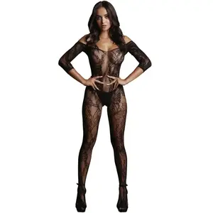 Le DesirShots - Le Désir Combinaison Épaules Nues DES033 Dentelle Noire pas cher