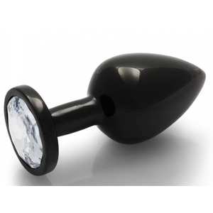 Ouch! Plug Bijou anal ROUND GEM M 7 x 3.3 cm Noir-transparent  pas cher