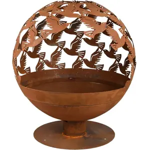 Esschert Design Brasero rond découpe oiseaux pas cher