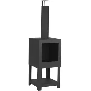 Esschert Design Cheminée d'extérieur avec rangement de bois Noir FF410Vendu pardarty