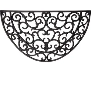 Esschert Design Paillasson tapis caoutchouc demi-lune - 68 x 40 cm pas cher