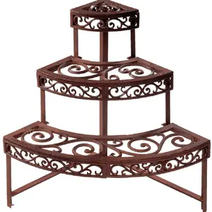 Comparateur de prix : Esschert Design Etagère d\'angle de jardin - Escalier 3 niveaux - L 49 x H 65,5 cm - Fonte