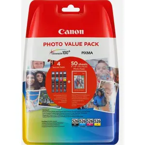 Comparateur de prix : CANON CLI-526 PHOTO VALUE PACK BLACK+COLOUR + A6 50SH