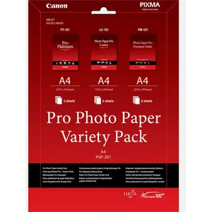 Comparateur de prix : Canon Pro Variety Pack PVP-201 - A4 (210 x 297 mm) 15 feuille(s) kit papier photo