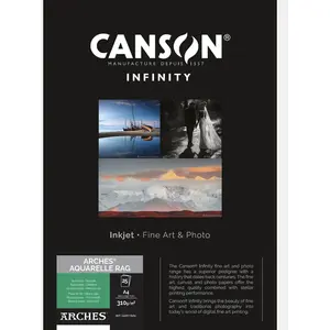 Canon Canson ARCHES® Aquarelle Rag (Blanc pur) 310 g/m², A4, 25 feuilles pas cher