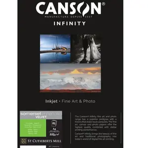 Papier Canson Infinity Somerset Enhanced Velvet White 225Â g/mÂ², A4, 25Â feuilles